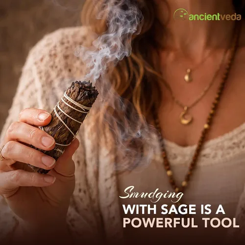Miniatura 5 de Ancient Veda Manojos de salvia negra de 4 pulgadas con guía de inicio, salvia floral orgánica para limpieza del hogar, paquete grande de palos
