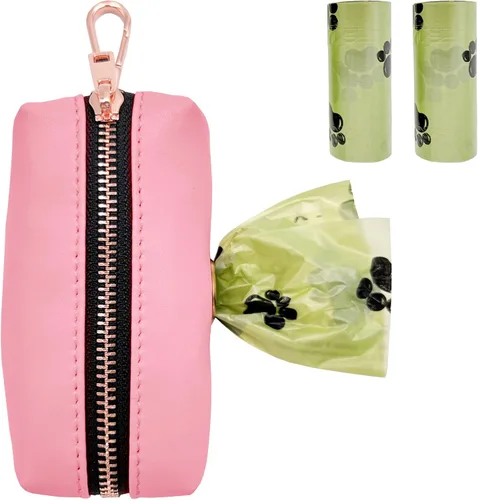 Miniatura 19 de Juego de collar y correa de cuero suave para perro (6.6 pies), elegante hebilla de metal resistente de oro rosa, correa de 4 longitudes ajustables