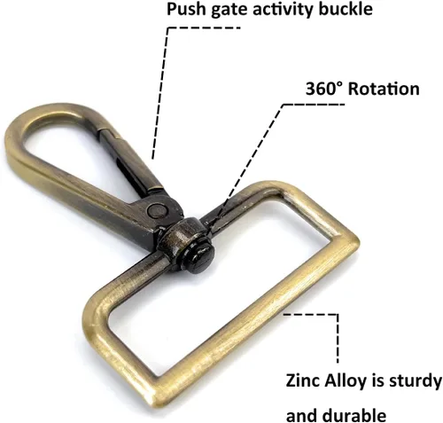 Miniatura 4 de 15 piezas de herrajes para bolso, ganchos giratorios de servicio pesado con anillos en D para bolso y hebillas deslizantes de tres guías