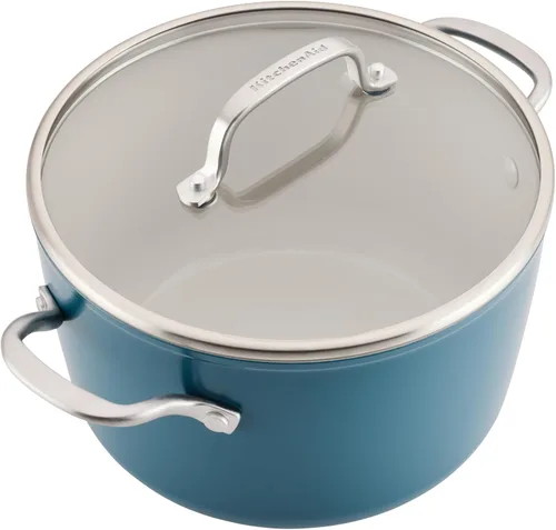 Miniatura 12 de KitchenAid Juego de ollas y sartenes antiadherentes de inducción de cerámica anodizada dura con cacerolas, sartenes, olla y tapas, apto para Agave