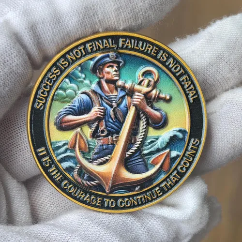 Miniatura 4 de Sailing Ship & Anchor - Moneda inspiradora de desafío – Símbolo de perseverancia y coraje – Medallón de premios motivacionales