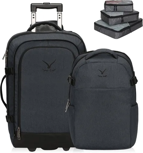 Miniatura 10 de Hynes Eagle Mochila de viaje 2 en 1 de 22 pulgadas, equipaje de mano de 63L, mochila con ruedas para hombres y mujeres con cubos de embalaje, juego