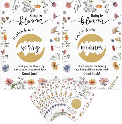 Miniatura 8 de Affrolling 100 tarjetas para raspar con diseño de oso para baby shower, para invitados, We Can Bearly Wait, agradecimiento, revelación de género