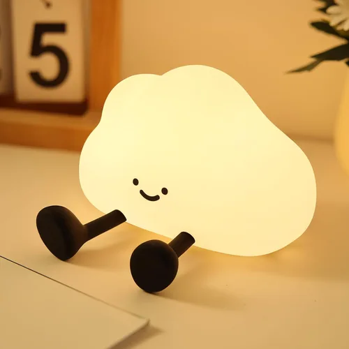 YISUN Luz nocturna de nube, bonita luz nocturna de silicona para bebé pequeño, lámpara LED recargable para cuarto de bebé con temporizador, 3