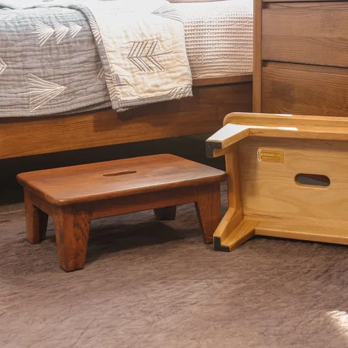 Miniatura 2 de CONSDAN Taburete escalón para cama - Roble cultivado en EE.UU., taburete de madera para adultos y personas mayores, 6.5" de alto, alfombrilla