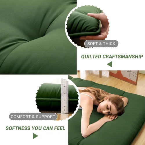 Miniatura 5 de IDEALHOUSE Colchón de futón japonés, colchón de suelo para dormir, almohadilla plegable gruesa y enrollable y tapete de tatami para dormitorio