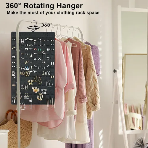 Miniatura 5 de Organizador de joyas colgante de doble cara con colgador para armario pequeño, soporte para collar sin enredos sobre la puerta, gran capacidad, 300