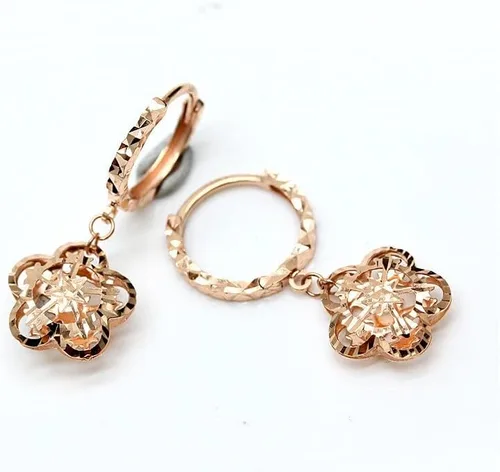 Miniatura 2 de SAGEKING 2024 New 585 Purple Gold Plated 14K Rose Gold Openwork Double Sided Flower Snowflake Earrings For Women Fashion Ear Buckle Charm Jewelry