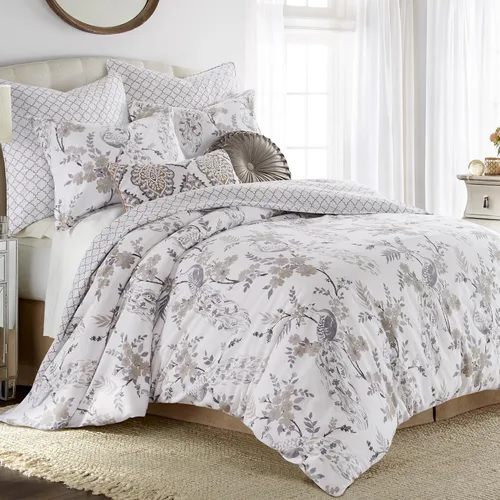 Miniatura 2 de Levtex Home Pisa - Juego de edredón reversible King/Cal King (106 x 94 pulgadas) con 2 fundas de almohada (36 x 20 pulgadas), diseño floral de pavo