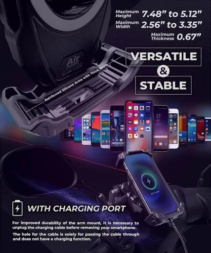 Miniatura 6 de Kaedear Soporte para Motocicleta y Smartphone, Absorción de Vibraciones, Montura, Montura de Aire, Bloqueo Lateral con Palanca, Brazo Intermedio