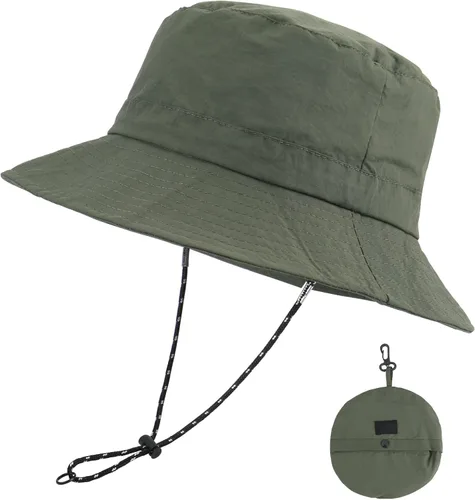 Sombrero de sol para hombres y mujeres, ala ancha, UPF 50+, sombrero de pesca y pescador, impermeable, plegable, sombrero de sol para playa, Verde