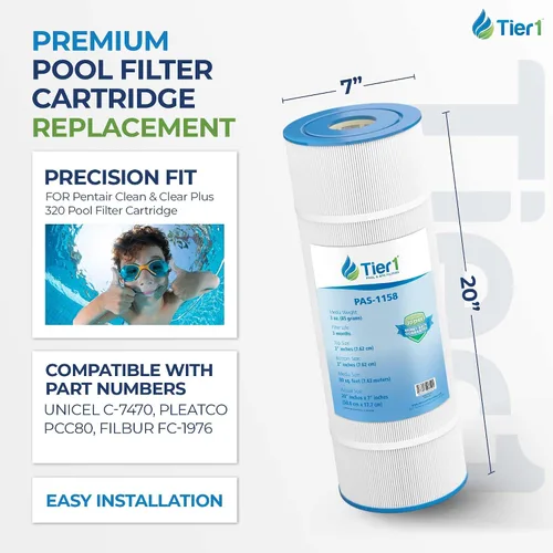 Miniatura 2 de Tier1 Cartucho de filtro para piscina y spa Reemplazo para Pentair Clean & Clear Plus 320, CCP320, Pleatco PCC80, Unicel C-7470 y más Medios