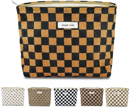 Miniatura 15 de Sminra Bolsa de Maquillaje Bolsa de Cosméticos Bolsa de Aseo de Lona Preppy para Mujeres Linda Bolsa con Cremallera Organizador Accesorios de Viaje