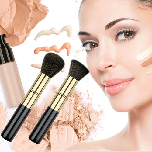 Miniatura 7 de Brochas de maquillaje retráctiles Kabuki, 2 piezas, brocha para polvo/brocha para base, rubor en polvo, bronceador, pulido, líquido, crema