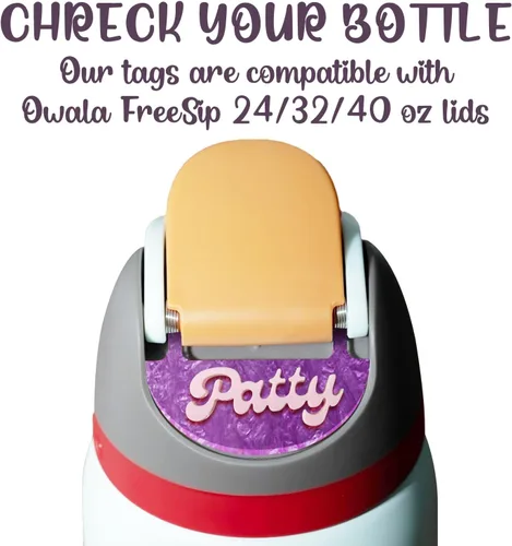 Miniatura 3 de Placa de nombre 3D personalizada compatible con botella de agua Owala de 24 onzas, 32 onzas, 40 onzas, 100 opciones de color, 12 opciones de fuente