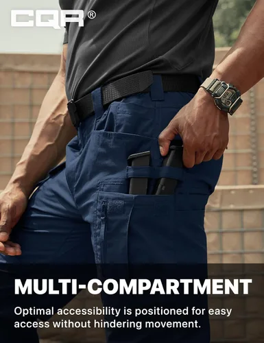 Miniatura 256 de CQR – Pantalones tácticos elásticos tipo cargo para hombre, resistentes al agua, de tela ripstop (antidesgarros), ligeros, ideales para uso diario