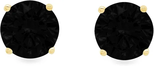 Miniatura 2 de Par de pendientes de oro amarillo macizo de 14 quilates, 0,9 quilates, con piedras preciosas de ónix negro natural