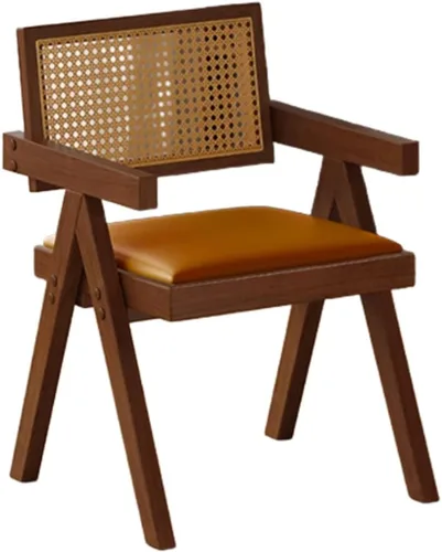 Miniatura 33 de YVYKFZD Juego de sillas de comedor de ratán, sillas de comedor de madera, sillas de cocina con respaldo tejido, sillón tapizado, silla auxiliar