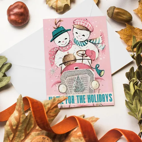 Miniatura 7 de AnyDesign 36 tarjetas de felicitación de Navidad, 12 diseños, tarjetas de notas rosas vintage con sobres blancos y calcomanías adhesivas, tarjeta