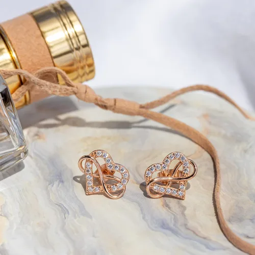 Miniatura 2 de Sash & Soph Aretes de circonita cúbica de corazón infinito, aretes de corazón brillante para mujer, aretes de plata de ley 925 para mujer