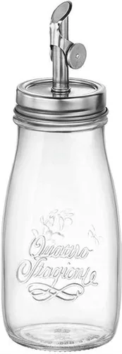 Bormioli Rocco Quattro Stagioni, dispensadores de aceite de oliva de 13.5 onzas con vertedor pesado, vidrio duradero, fabricado en Italia