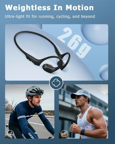 Miniatura 5 de Auriculares de conducción ósea para natación, auriculares deportivos inalámbricos de oreja abierta con conducción híbrida de hueso y aire