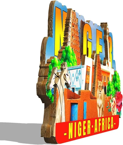 Miniatura 2 de Imán de nevera con imán de África del Níger Monumentos 3D de madera para viajes, recuerdos coleccionables, decoración hecha a mano, 2