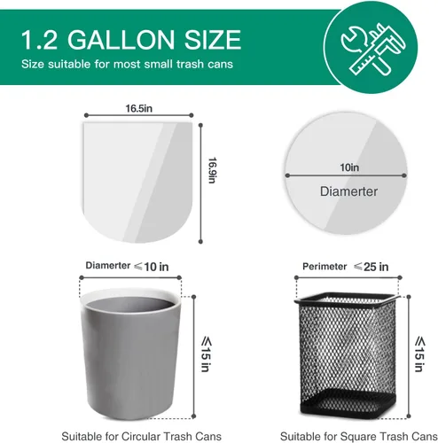 Miniatura 5 de Bolsas de basura pequeñas de 1.2 galones, 90 bolsas de basura pequeñas, bolsa de basura sin perfume, forros transparentes para botes de basura