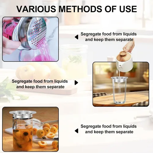 Miniatura 4 de Colador de latas de atún de metal de 2 piezas, colador de prensa de grado alimenticio de acero inoxidable para conservas de pescado, frijoles