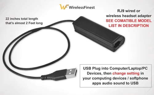 Miniatura 2 de Enchufe USB Ordenador PC Laptop a RJ9 hembra Adaptador para auriculares Trabajo con Avaya Nortel Nt Yealink Viop POE NEC Mitel Office Escritorio