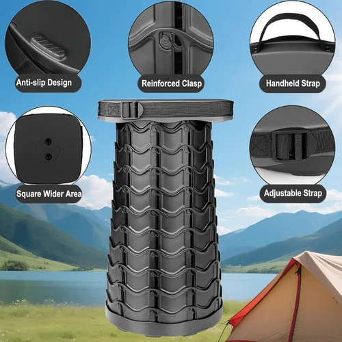 Miniatura 3 de Fishboy Taburete cuadrado plegable mejorado, capacidad máxima de 180 kg, ligero pero resistente, taburete portátil retráctil plegable telescópico