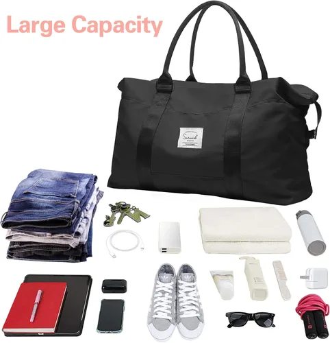 Miniatura 4 de Suruid Bolsa de viaje para mujer, bolsa de viaje para mujer, bolsa de viaje deportiva, gimnasio, bolsa de lona con bolsillo húmedo, bolsa de viaje