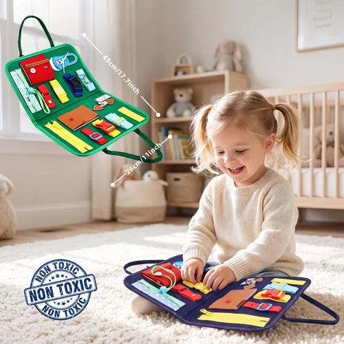 Miniatura 2 de Esjay Tabla de Actividades para Niños Pequeños, Juguetes Montessori para Aprender Habilidades Motoras Finas, Tablero Sensorial Educativo para Niños