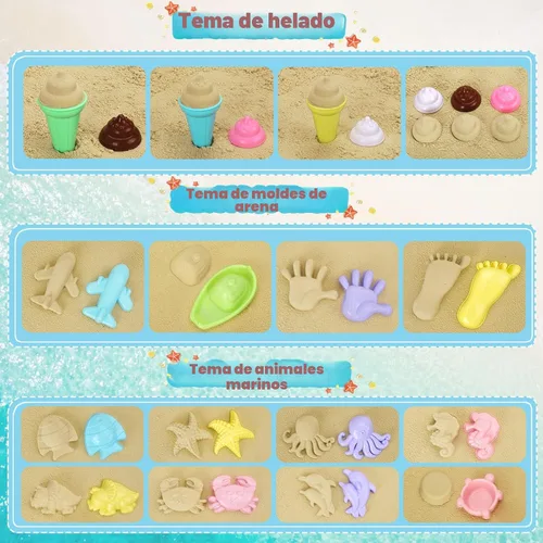 Miniatura 5 de REZUCREY Juguetes de playa, juguetes de arena de helado para niños pequeños, con cubo plegable y palas para niños con bolsa, juguetes de viaje
