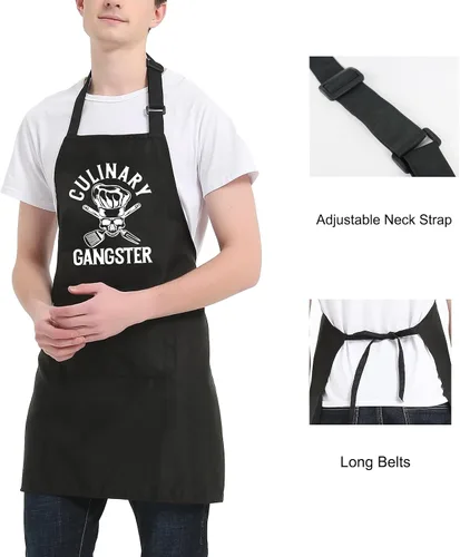 Miniatura 5 de Delantales divertidos para hombres con bolsillos, delantal para hombre para asar a la parrilla, cocinar, barbacoa, chef, cocina, regalos
