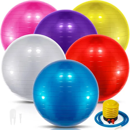 Jexine Pelota de yoga, pelota de ejercicio de PVC, estabilidad, equilibrio, silla de bola de yoga, bomba rápida para entrenamiento físico, embarazo,