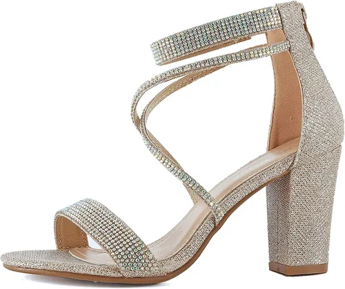Miniatura 4 de TOP Moda - Sandalias de tacón alto con correa de tobillo y puntera abierta