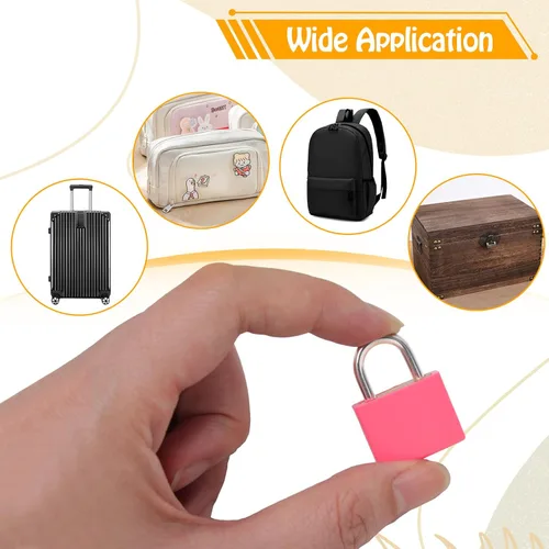 Miniatura 7 de Bonsicoky Paquete de 6 cerraduras para maleta con llaves, candados metálicos multicolor para equipaje, mini candados con llave para maleta, mochila