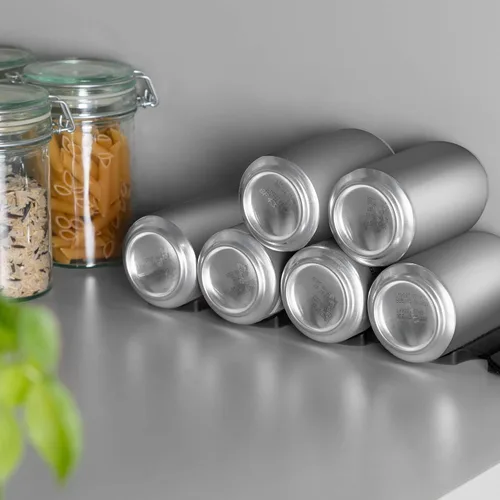 Miniatura 2 de kwmobile Alfombrilla apilable de silicona para botellas, organizador de refrigerador para apilar botellas, latas, cerveza, refrescos, estante Negro
