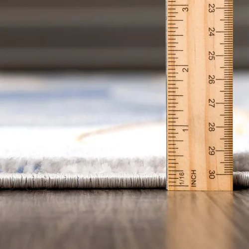 Miniatura 2 de Abani Alfombra de área lavable con diseño moderno de círculos azules y grises, impresión asimétrica contemporánea, alfombra de sala de estar de 6 x