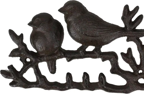 Miniatura 3 de Ebros Gift Agapitos occidentales rústicos de hierro fundido que se posan en ramitas de ramita, 4 clavijas, gancho de pared multipuntos, gancho
