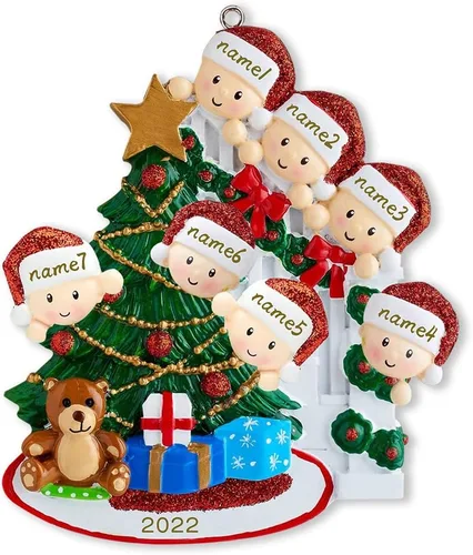 Miniatura 10 de Adorno familiar para árbol de Navidad 2024, adorno colgante para árbol de Navidad de 2024, adorno de familia de 2 nombres, adorno personalizado