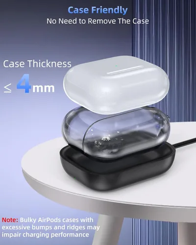 Miniatura 8 de Cargador para Airpod, cargador inalámbrico diseñado para Airpods 4 (ANC)/3ª/2ª generación, para el nuevo AirPod Pro 3 (2025)/2ª generación, Negro-2