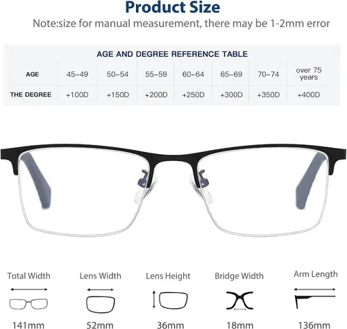 Miniatura 7 de K.LAVER Gafas de lectura fotocrómicas progresivas duraderas de Multifocus para hombres Lector multifocal de transición de luz azul