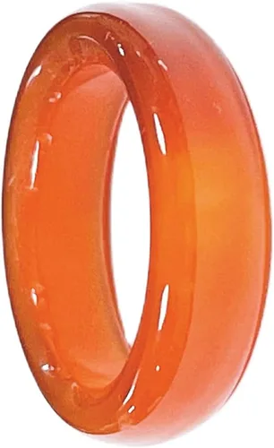 COLORFUL BLING Anillo de piedra preciosa de cornalina natural, anillo de cristal de cornalina roja vintage, anillo de dona suave y redondo para