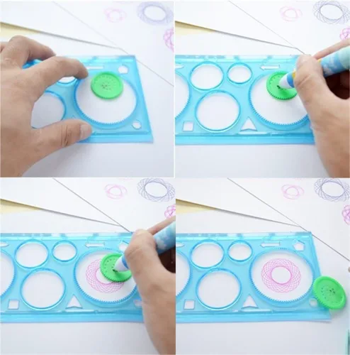 Miniatura 5 de yueton Juego de plantillas de dibujo de pintura de dibujo lavable de plástico colorido transparente de 4 piezas para manualidades infantiles