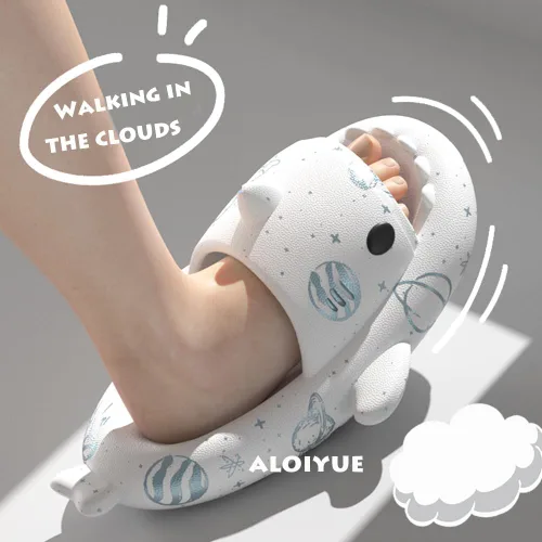 Miniatura 3 de Aloiyue Sandalias de tiburón para verano, lindas pantuflas de tiburón de dibujos animados para mujeres y hombres, antideslizantes, puntera abierta
