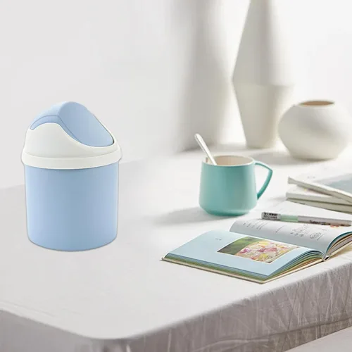 Miniatura 7 de 2 botes de basura de escritorio con tapa abatible y 120 bolsas de basura, mini bote de basura para escritorio, pequeño cubo de basura para encimera