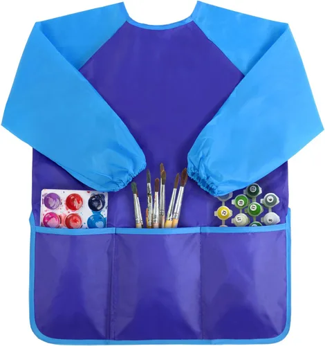Kopokita - Delantal impermeable para niños artistas, de manga larga, con 3 bolsillos, para niños pequeños y artistas