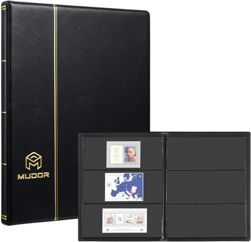 Miniatura 11 de Álbumes de Sellos MUDOR para Coleccionistas, 1 Libro de Sellos de Bolsillo para Coleccionistas, 10 Hojas de Clasificador de Sellos, Negro